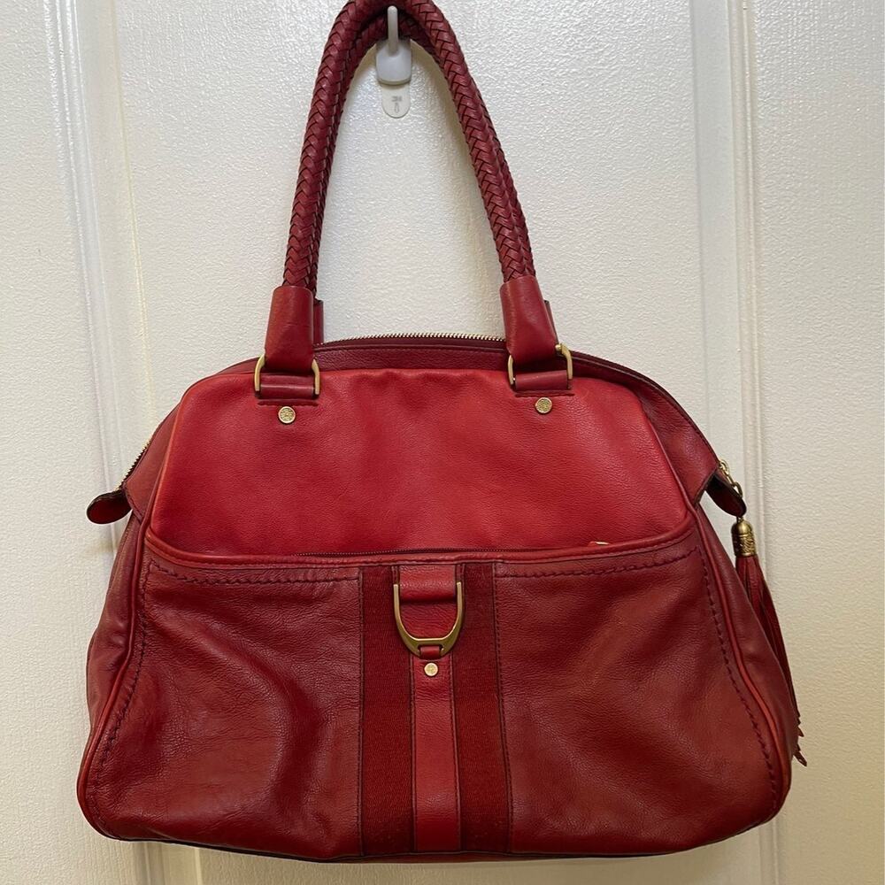 Cole Haan satchel red two toned leather